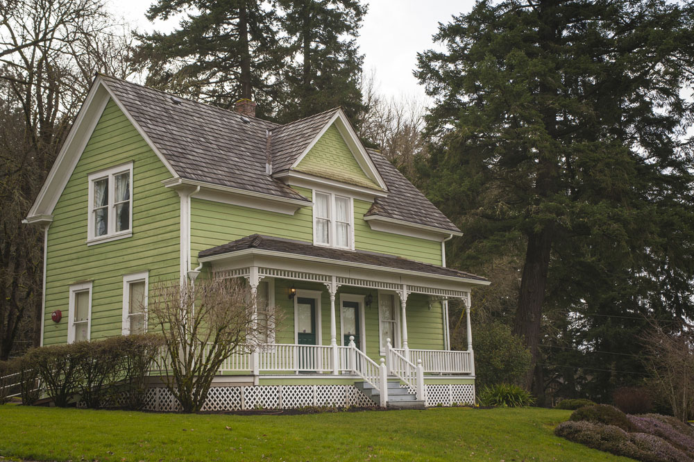 An older green home